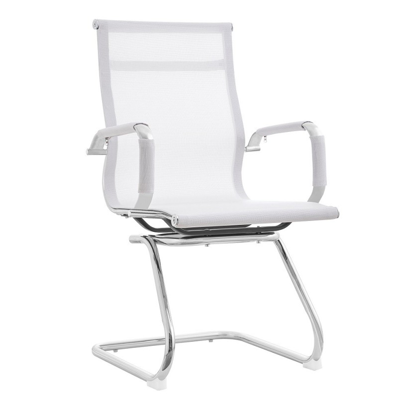 Sillón de oficina IGOR, fijo, cromado, malla blanca