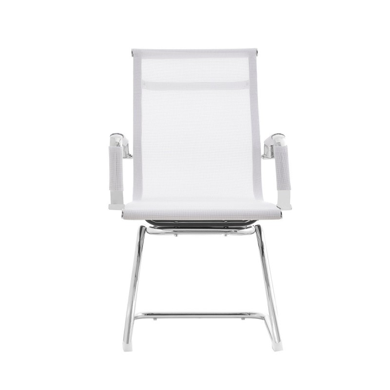 Sillón de oficina IGOR, fijo, cromado, malla blanca-0