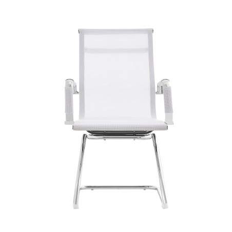 Sillón de oficina IGOR, fijo, cromado, malla blanca-0