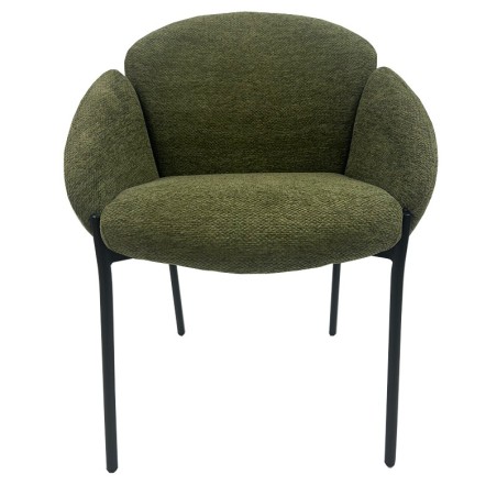 Sillón GIORGIO, metal, tapizado chenilla verde bosque-0