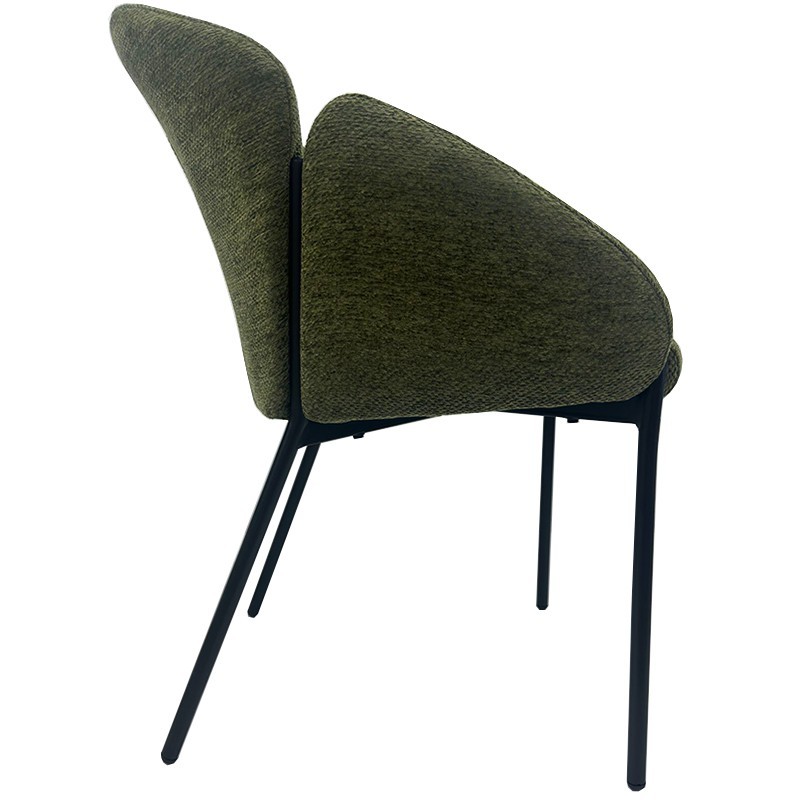 Sillón GIORGIO, metal, tapizado chenilla verde bosque-2