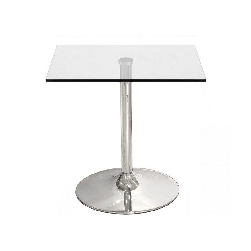 Mesa BERNIE 60C, cromada, cristal templado 60 x 60 cms
