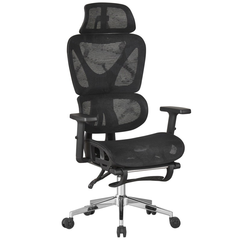 Sillón de oficina LORRIS, alto, ergonómico, malla negra