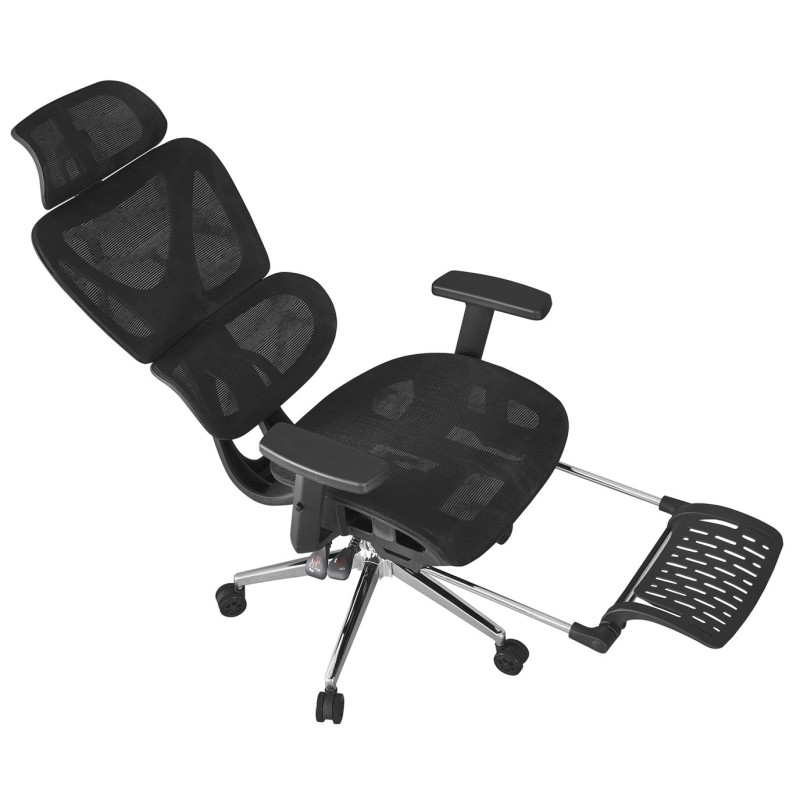 Sillón de oficina LORRIS, alto, ergonómico, malla negra-2