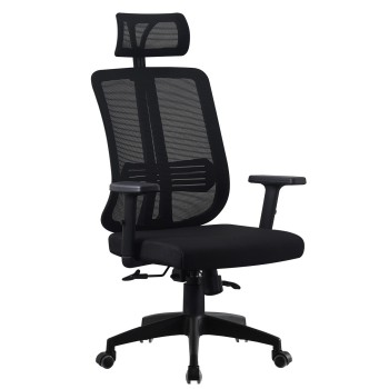 Sillón de oficina VITRÉ, alto, negro, malla y asiento negro