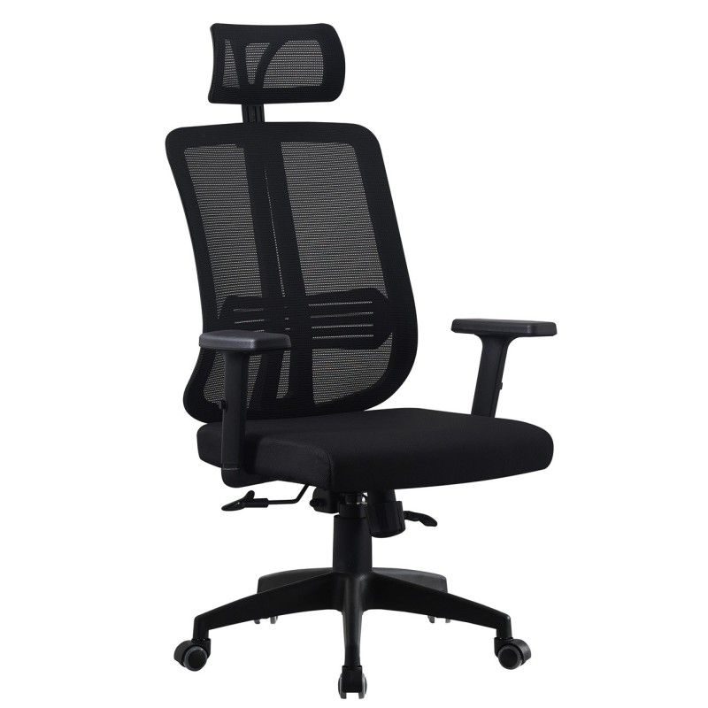 Sillón de oficina VITRÉ, alto, negro, malla y asiento negro
