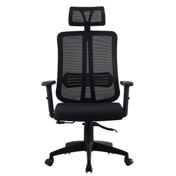 Sillón de oficina VITRÉ, alto, negro, malla y asiento negro 2