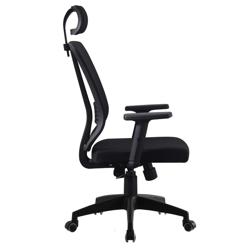 Sillón de oficina VITRÉ, alto, negro, malla y asiento negro-1