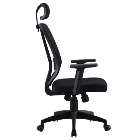 Sillón de oficina VITRÉ, alto, negro, malla y asiento negro-1
