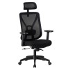 Sillón de oficina CLISSON, alto, negro, malla y asiento negro