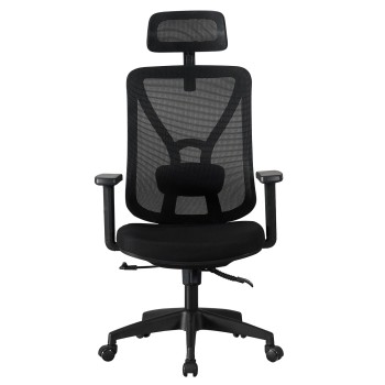 Sillón de oficina CLISSON, alto, negro, malla y asiento negro 2