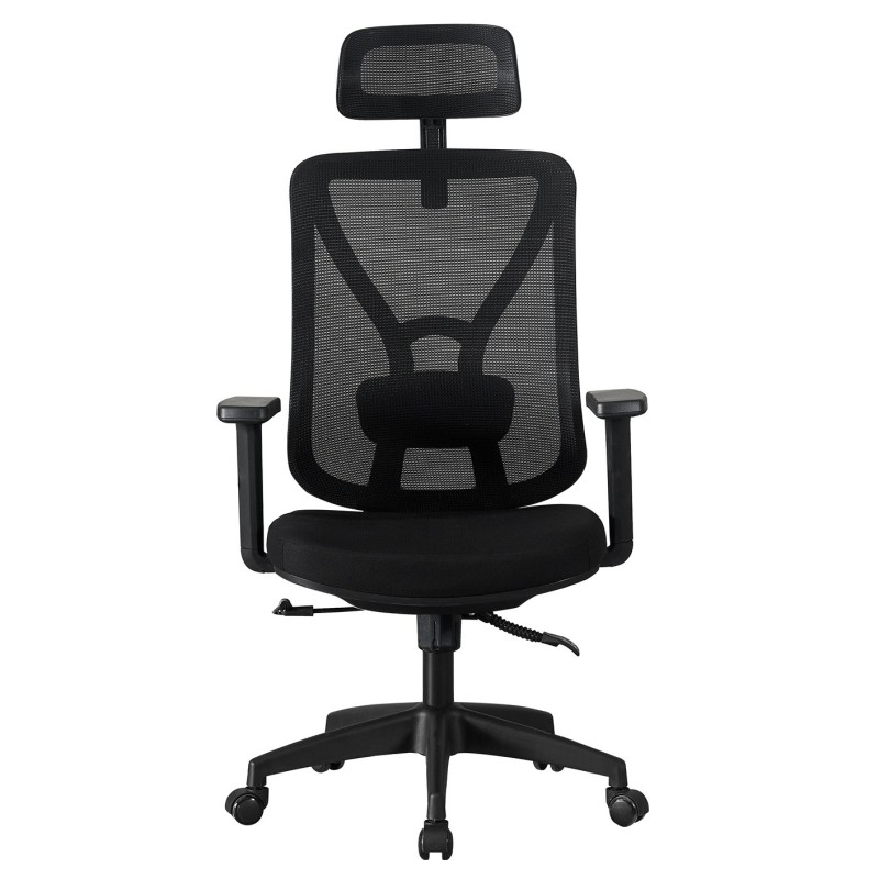 Sillón de oficina CLISSON, alto, negro, malla y asiento negro-0