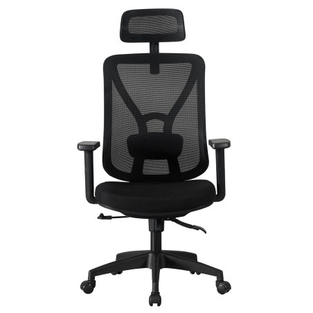 Sillón de oficina CLISSON, alto, negro, malla y asiento negro-0