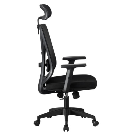 Sillón de oficina CLISSON, alto, negro, malla y asiento negro-1