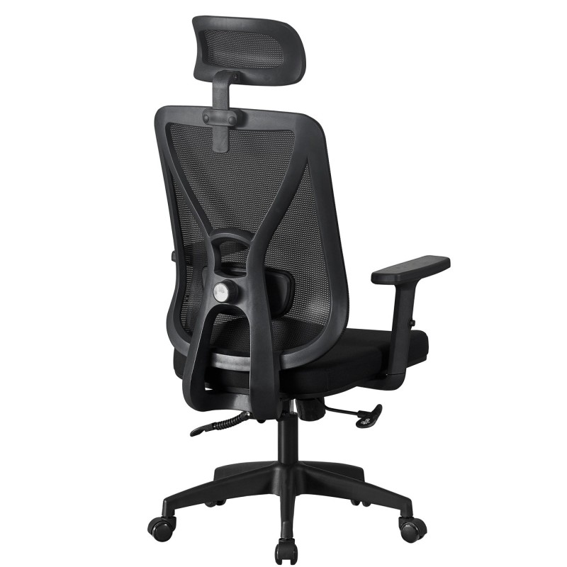 Sillón de oficina CLISSON, alto, negro, malla y asiento negro-2