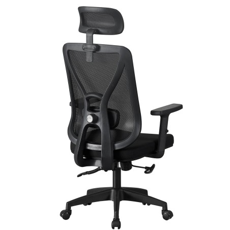 Sillón de oficina CLISSON, alto, negro, malla y asiento negro-2