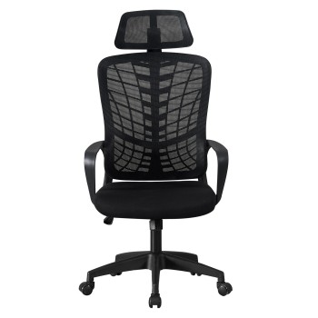Sillón de oficina MELLAC, alto, negro, malla y asiento negro 2