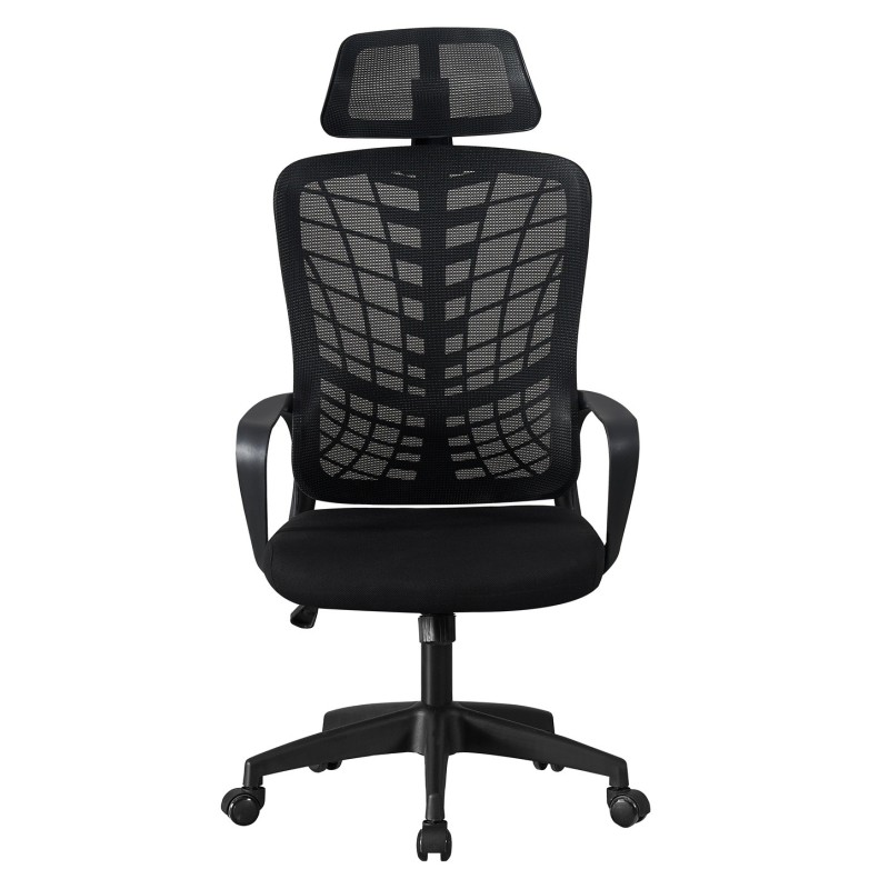 Sillón de oficina MELLAC, alto, negro, malla y asiento negro-0