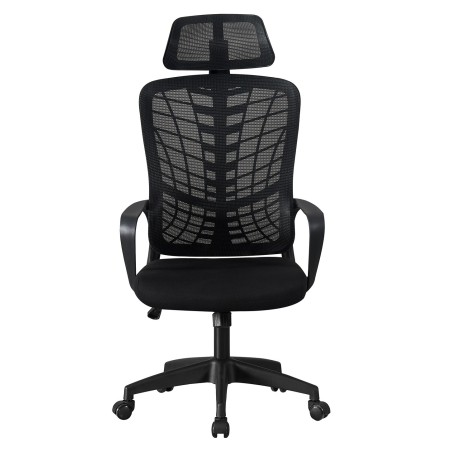Sillón de oficina MELLAC, alto, negro, malla y asiento negro-0