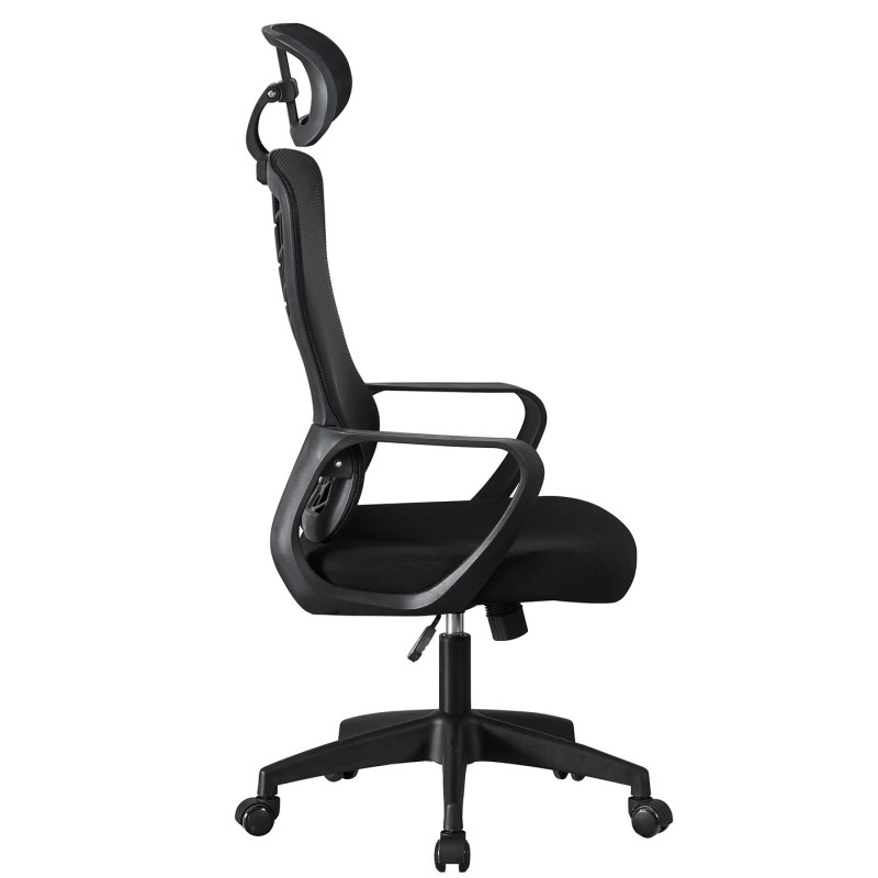 Sillón de oficina MELLAC, alto, negro, malla y asiento negro-1