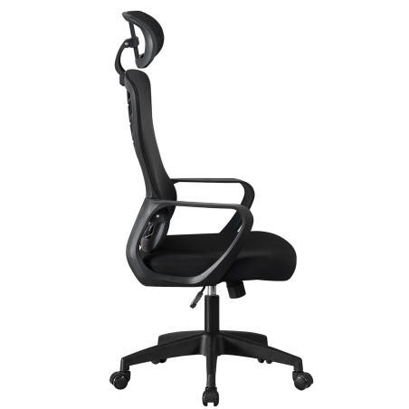 Sillón de oficina MELLAC, alto, negro, malla y asiento negro-1
