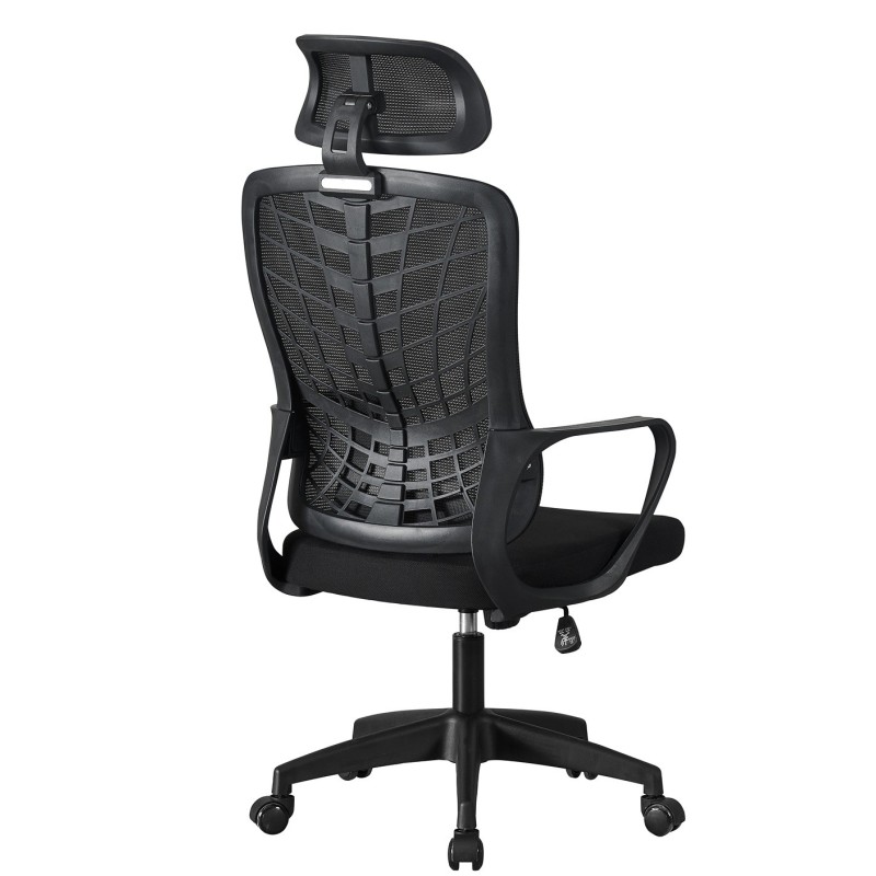 Sillón de oficina MELLAC, alto, negro, malla y asiento negro-2