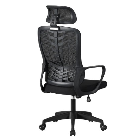 Sillón de oficina MELLAC, alto, negro, malla y asiento negro-2