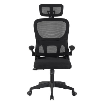 Sillón de oficina BERNAY, alto, negro, malla y asiento negro 2