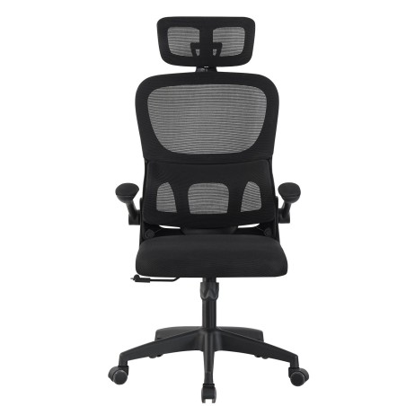 Sillón de oficina BERNAY, alto, negro, malla y asiento negro-0