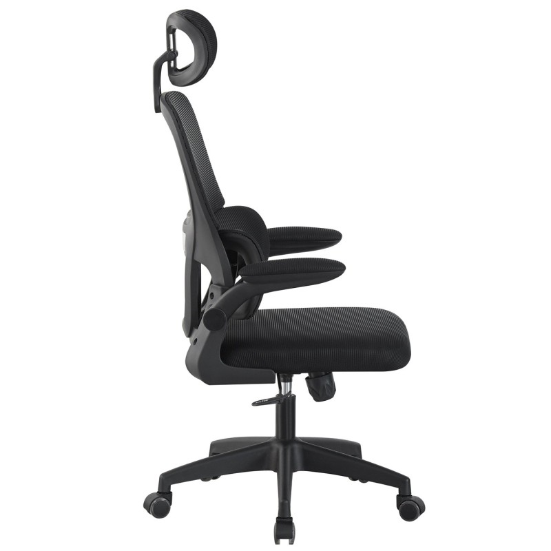 Sillón de oficina BERNAY, alto, negro, malla y asiento negro-1