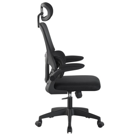 Sillón de oficina BERNAY, alto, negro, malla y asiento negro-1