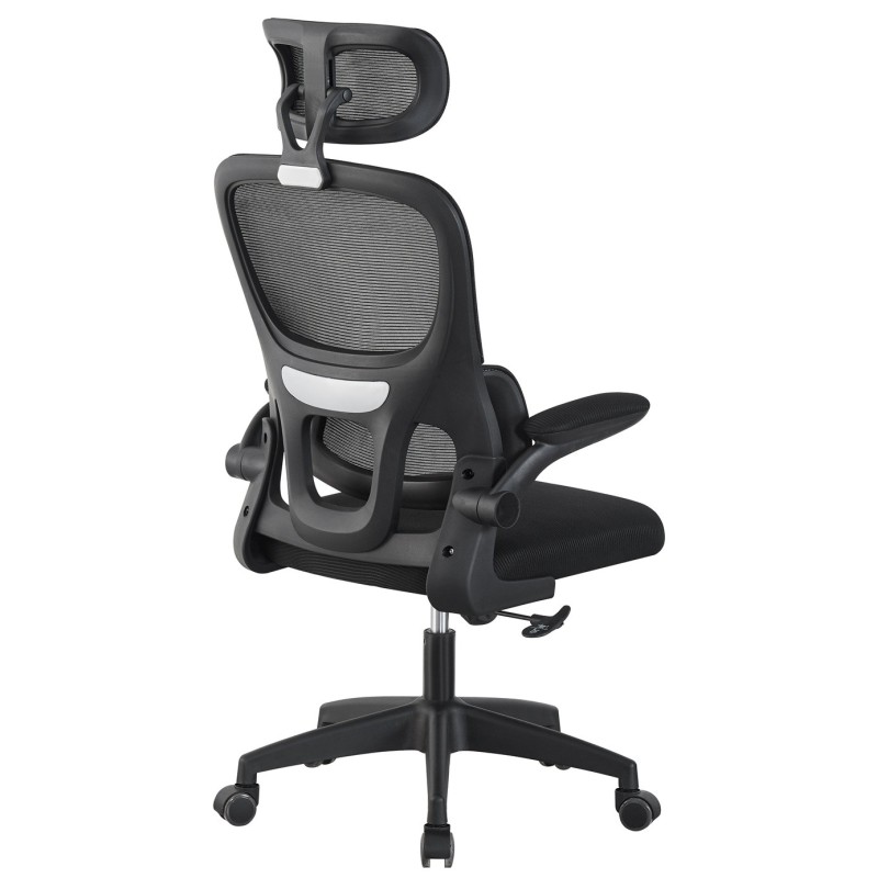 Sillón de oficina BERNAY, alto, negro, malla y asiento negro-2