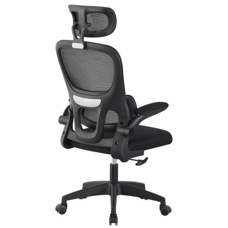 Sillón de oficina BERNAY, alto, negro, malla y asiento negro-2