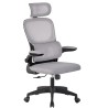 Sillón de oficina BERNAY, alto, negro, malla y asiento gris