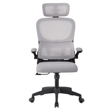 Sillón de oficina BERNAY, alto, negro, malla y asiento gris 2