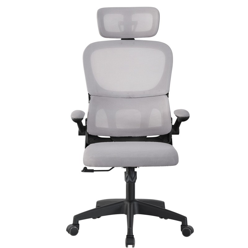 Sillón de oficina BERNAY, alto, negro, malla y asiento gris-0