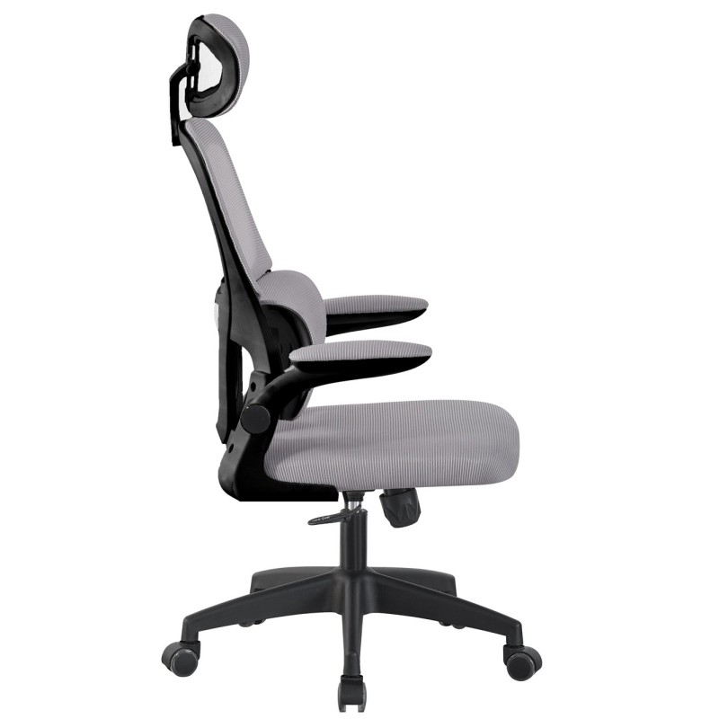 Sillón de oficina BERNAY, alto, negro, malla y asiento gris-1