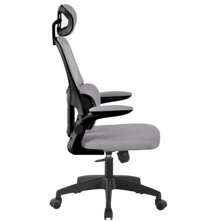 Sillón de oficina BERNAY, alto, negro, malla y asiento gris-1