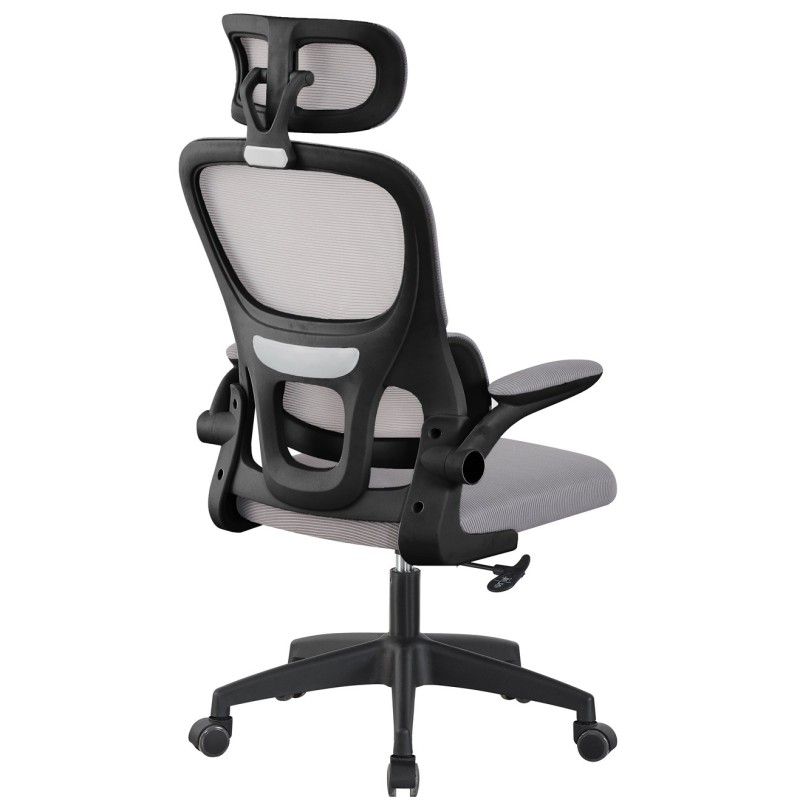 Sillón de oficina BERNAY, alto, negro, malla y asiento gris-2