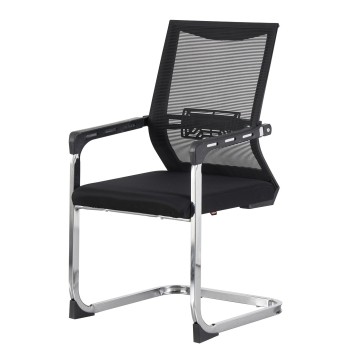 Sillón de oficina FLERS, fijo de patín, cromado, malla negra