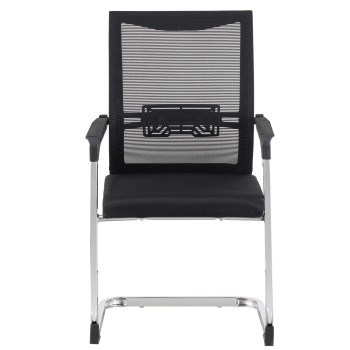 Sillón de oficina FLERS, fijo de patín, cromado, malla negra 2