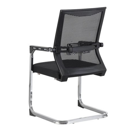 Sillón de oficina FLERS, fijo de patín, cromado, malla negra-2