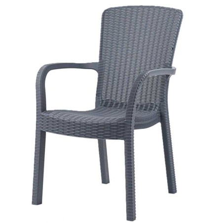 Sillón ARUBA, apilable, polipropileno gris