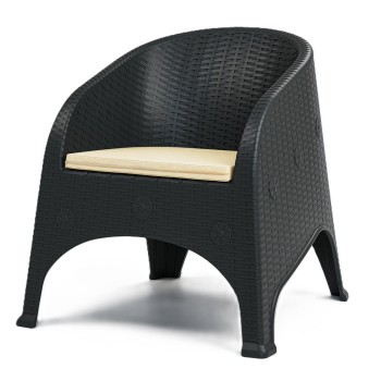 Sillón SURF, apilable, polipropileno marrón chocolate, cojín beige