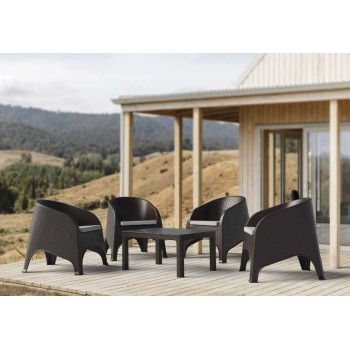 Sillón SURF, apilable, polipropileno marrón chocolate, cojín beige 2