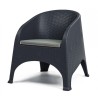 Sillón SURF, apilable, polipropileno antracita, cojín gris