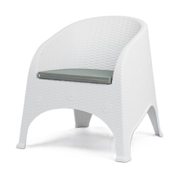 Sillón SURF, apilable, polipropileno blanco, cojín gris