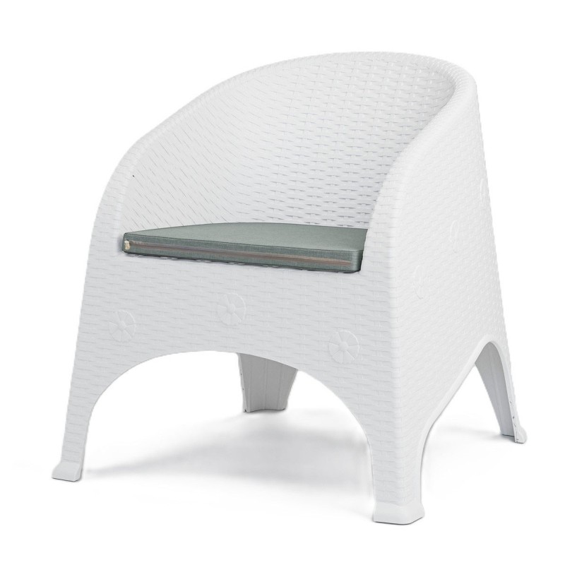 Sillón SURF, apilable, polipropileno blanco, cojín gris