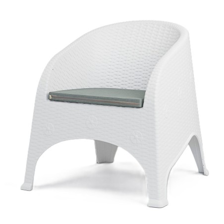 Sillón SURF, apilable, polipropileno blanco, cojín gris