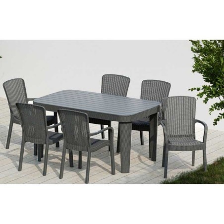 Mesa MOJÁCAR, polipropileno gris, 150 x 90 cms